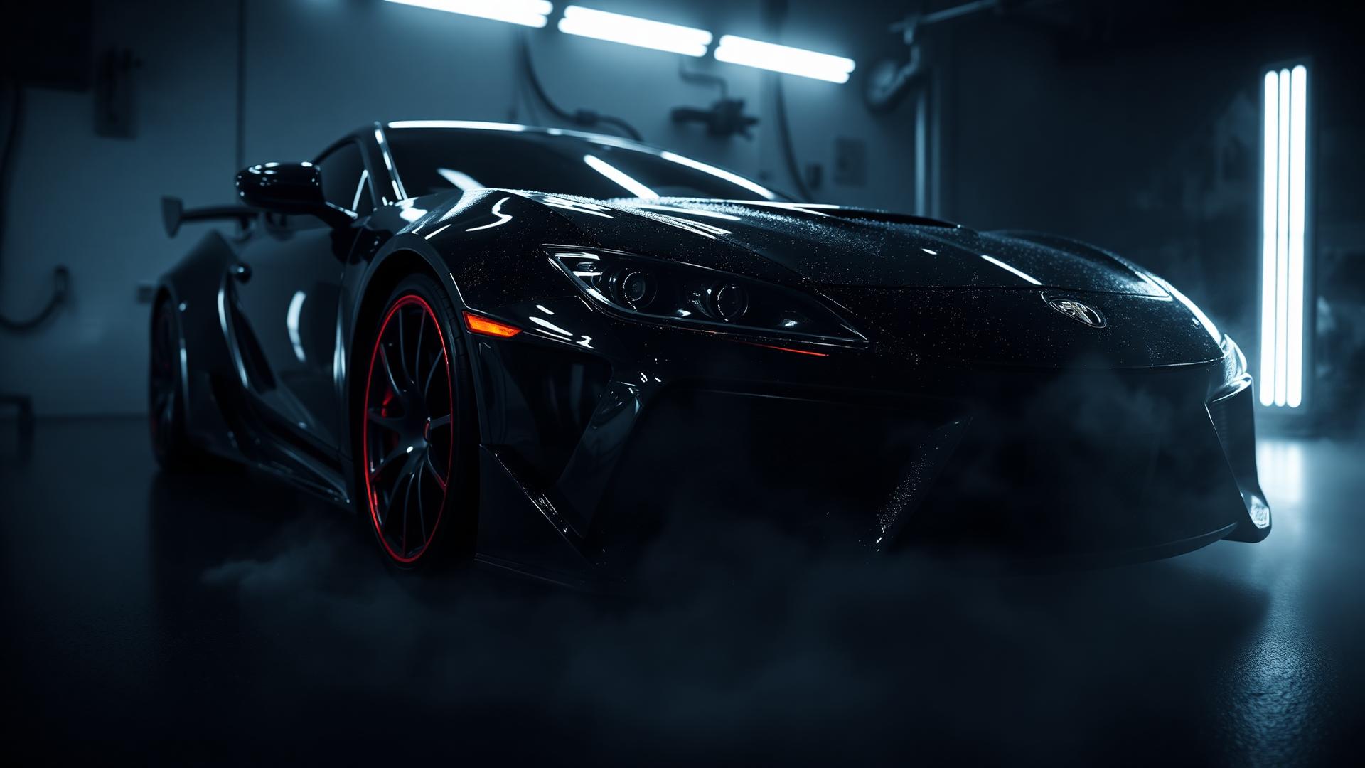 Luxe auto in autogarage
